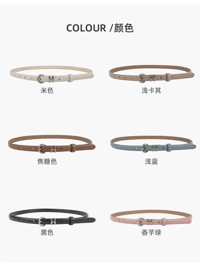 Thin Genuine Leather Belt for Women Light Blue β feature 9