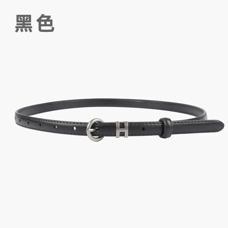 Thin Genuine Leather Belt for Women Light Blue