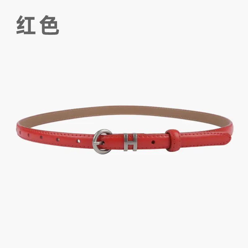 Thin Genuine Leather Belt for Women Light Blue - Image 10
