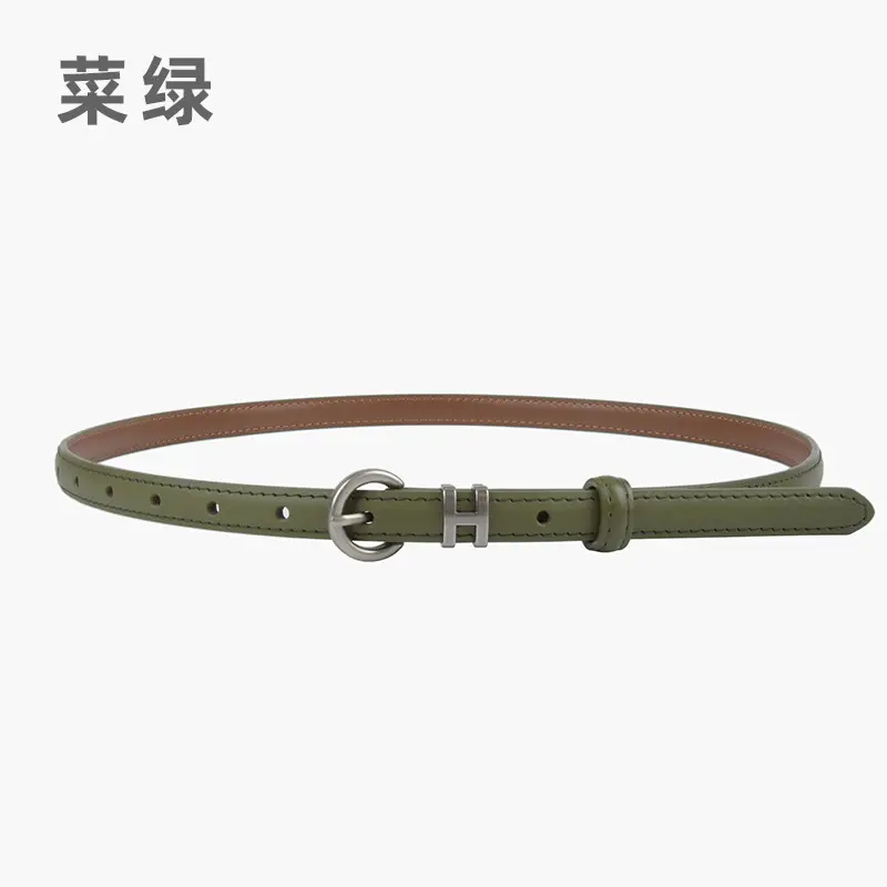 Thin Genuine Leather Belt for Women Light Blue - Image 11