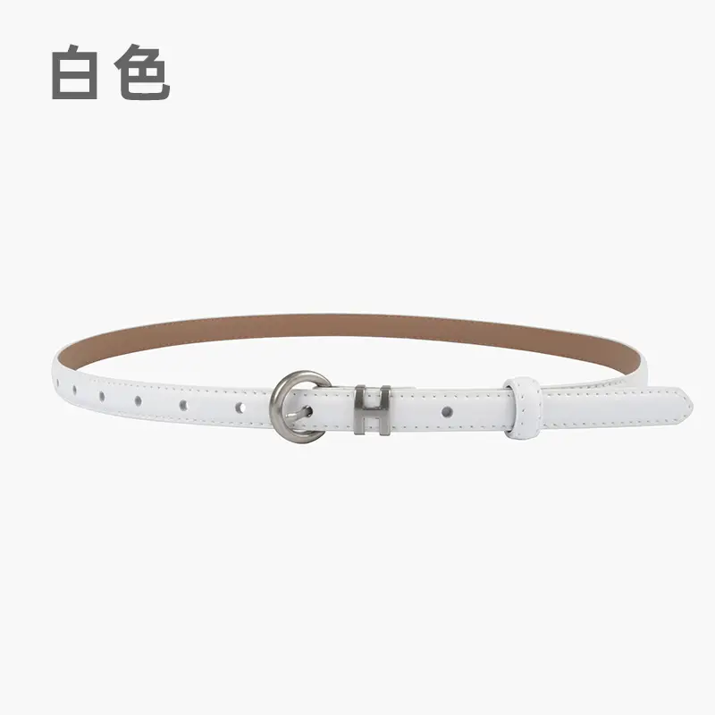 Thin Genuine Leather Belt for Women Light Blue - Image 3