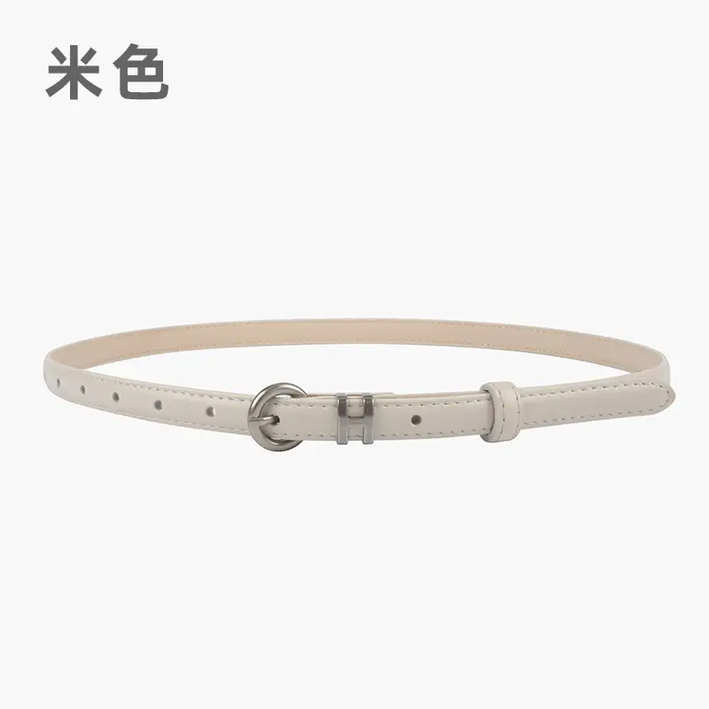 Thin Genuine Leather Belt for Women Light Blue - Image 4