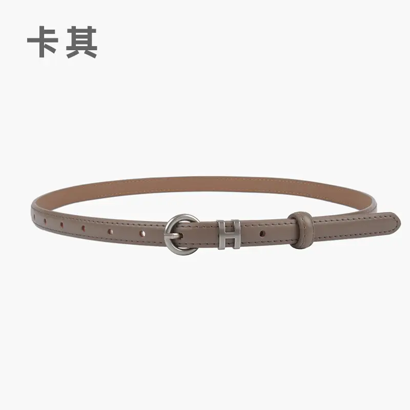 Thin Genuine Leather Belt for Women Light Blue - Image 5