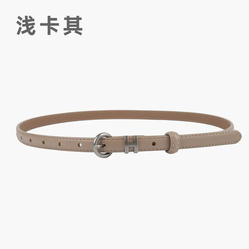 Thin Genuine Leather Belt for Women Light Blue - Image 6