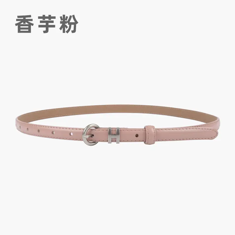 Thin Genuine Leather Belt for Women Light Blue - Image 7