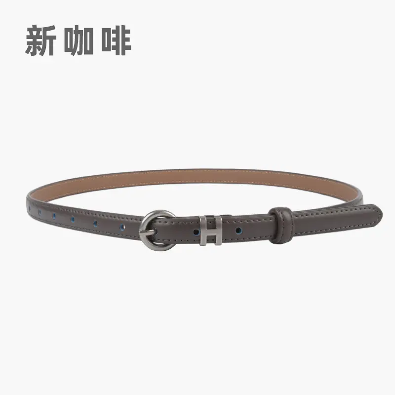 Thin Genuine Leather Belt for Women Light Blue - Image 9