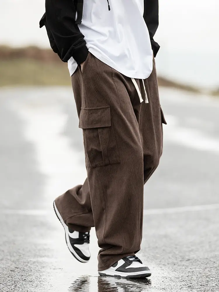 Brown Vintage Corduroy Casual Pants 2025 Spring New