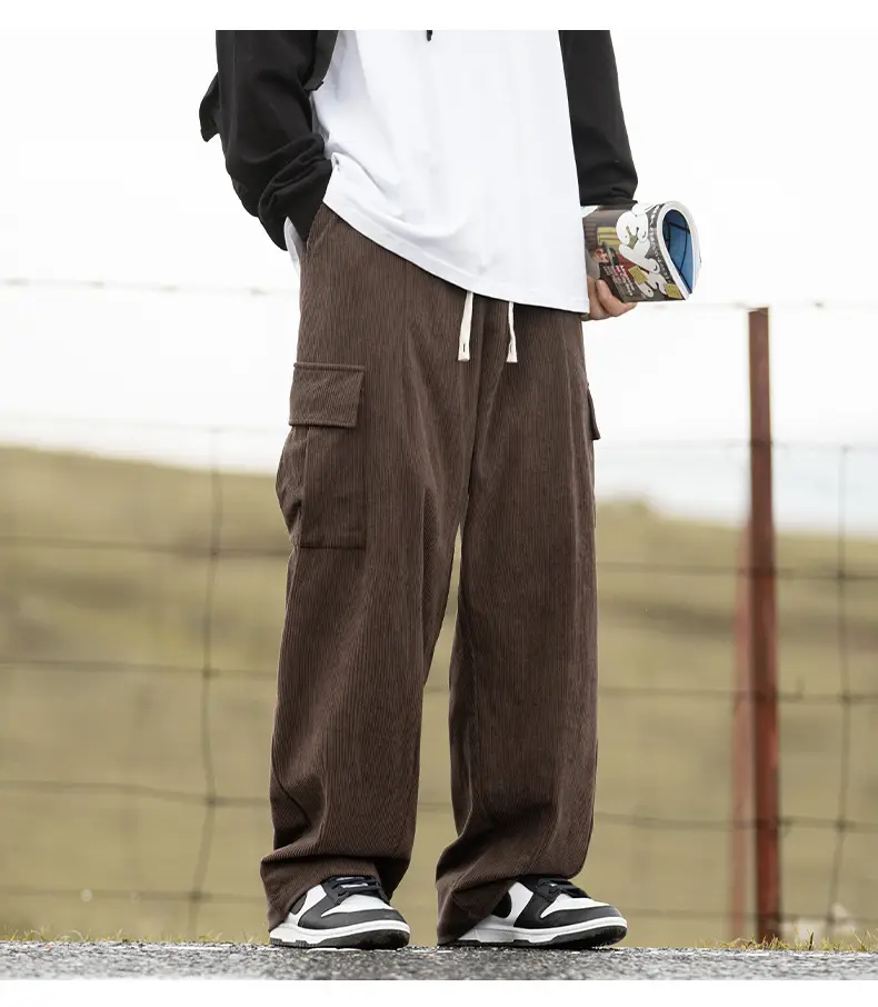 Brown Vintage Corduroy Casual Pants 2025 Spring New — feature 10