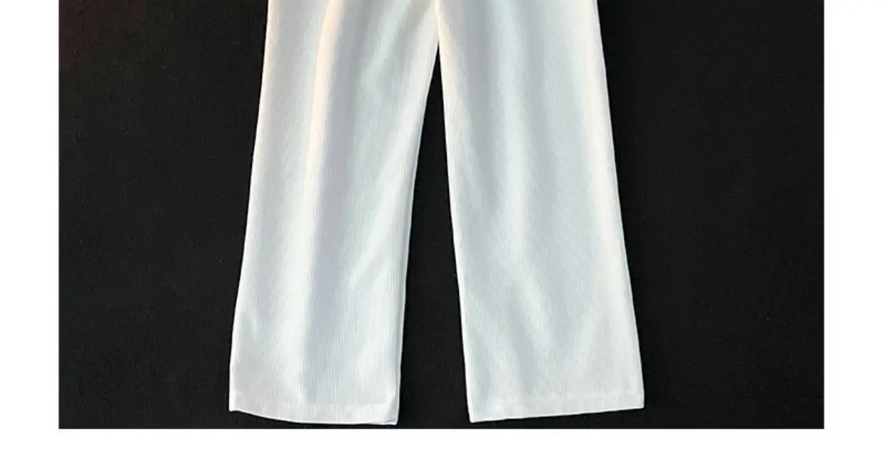 Men's Waffle Pants Black Grey White Loose Straight Spring — feature 14