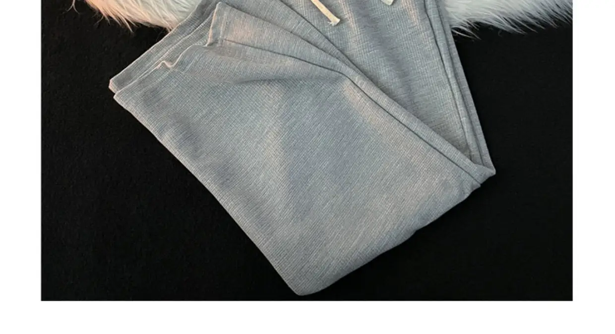 Men's Waffle Pants Black Grey White Loose Straight Spring — feature 8