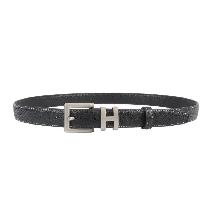 Litchi Cowhide Belt H Buckle Women's Casual Belt - Image 21