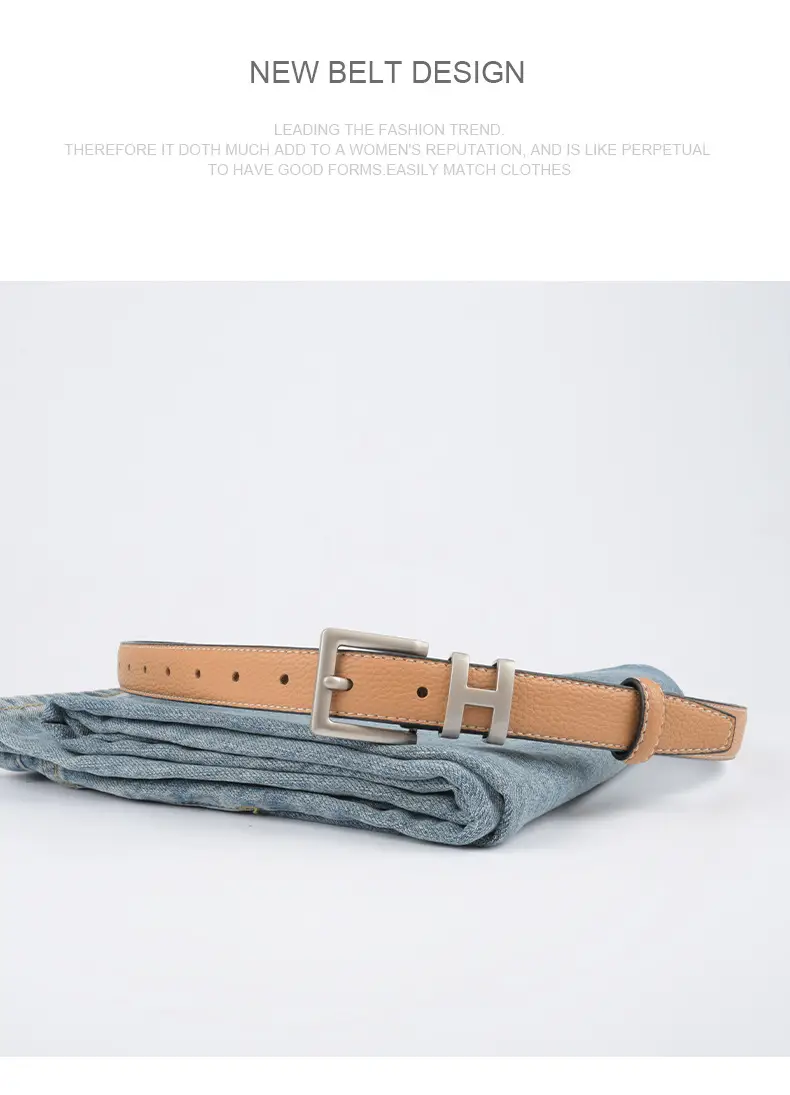 Litchi Cowhide Belt H Buckle Women's Casual Belt β feature 12