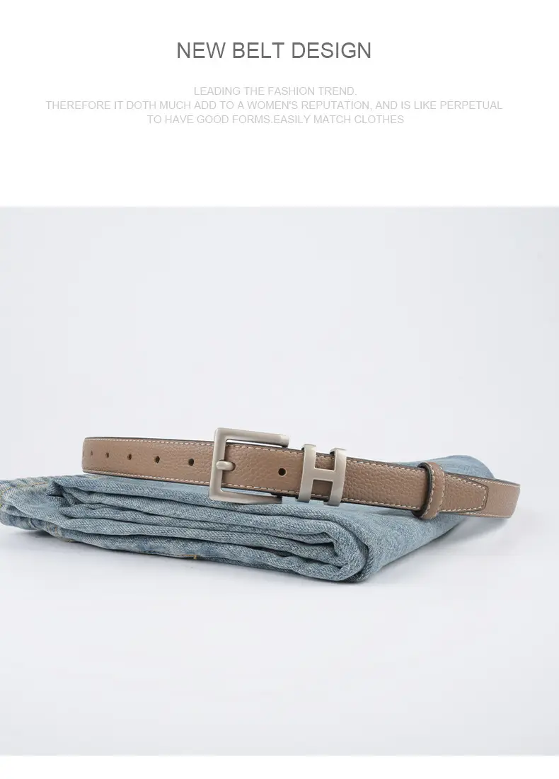 Litchi Cowhide Belt H Buckle Women's Casual Belt β feature 13