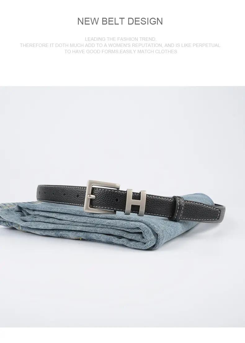 Litchi Cowhide Belt H Buckle Women's Casual Belt β feature 14