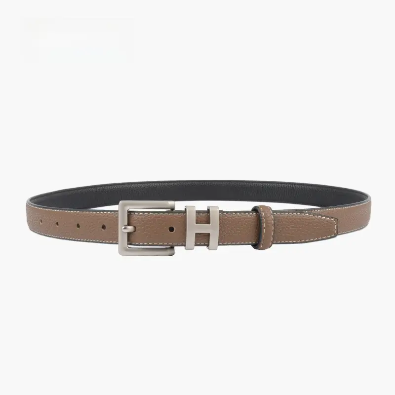 Litchi Cowhide Belt H Buckle Women's Casual Belt - Image 15