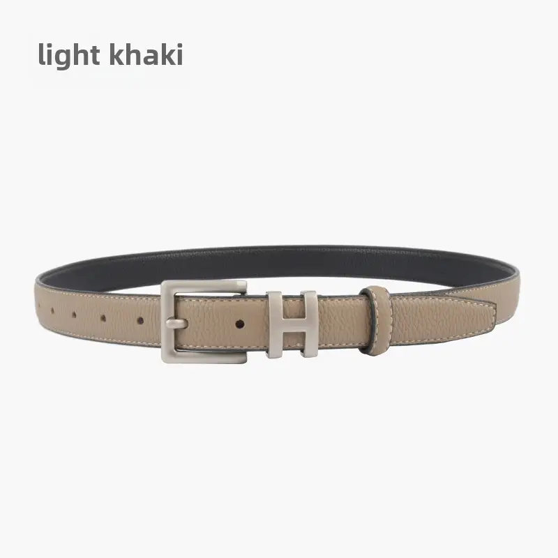 Litchi Cowhide Belt H Buckle Women's Casual Belt - Image 4