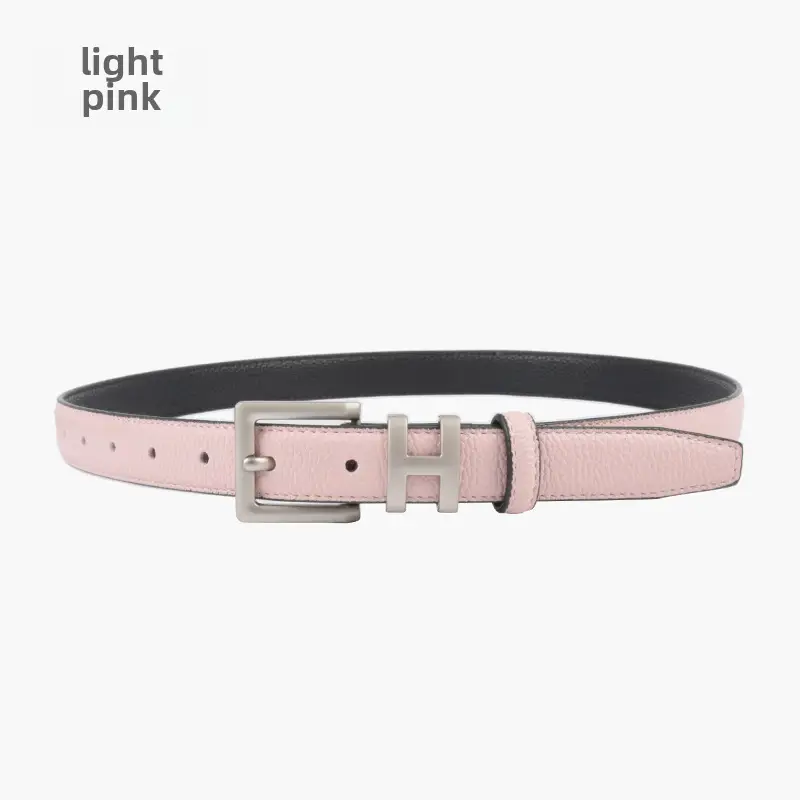 Litchi Cowhide Belt H Buckle Women's Casual Belt - Image 5