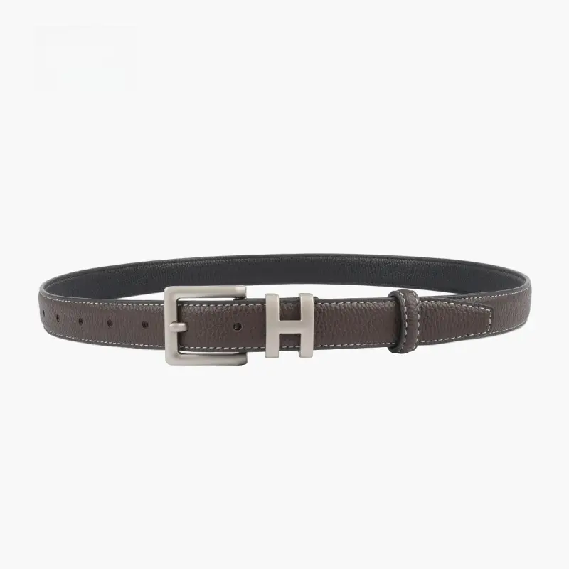 Litchi Cowhide Belt H Buckle Women's Casual Belt - Image 7