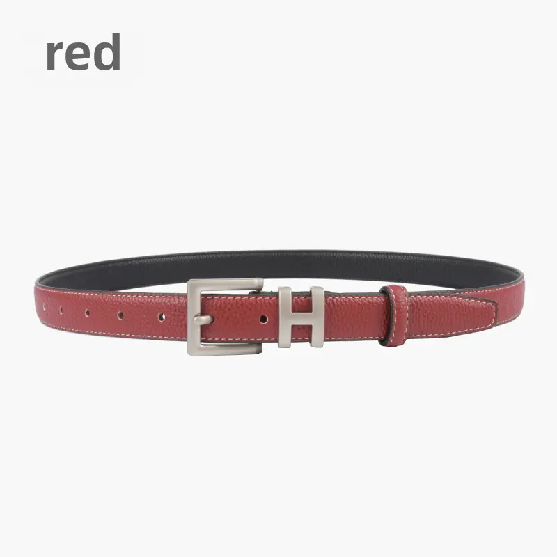 Litchi Cowhide Belt H Buckle Women's Casual Belt - Image 9