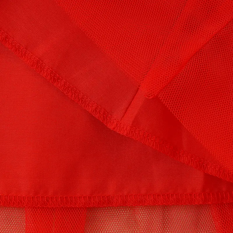 Red Wind Mesh Embroidered Girls Dress for Children - Image 5