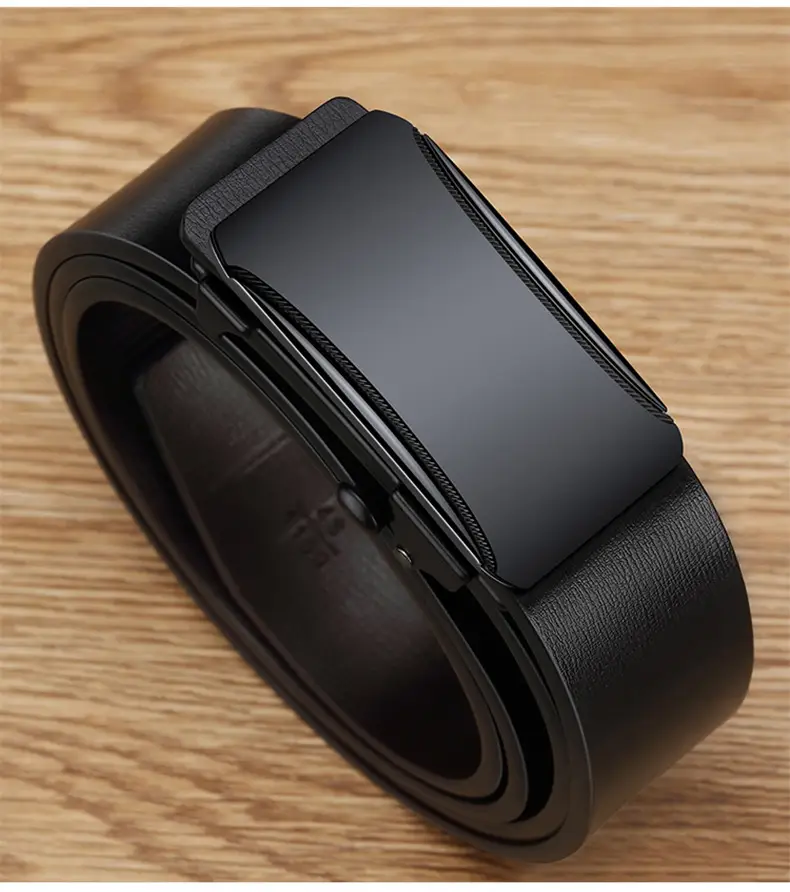 Black Leather Automatic Buckle Belt for Men — feature 12