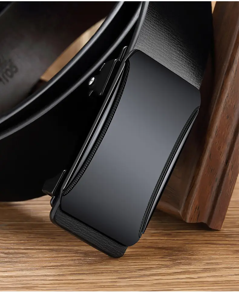 Black Leather Automatic Buckle Belt for Men — feature 13