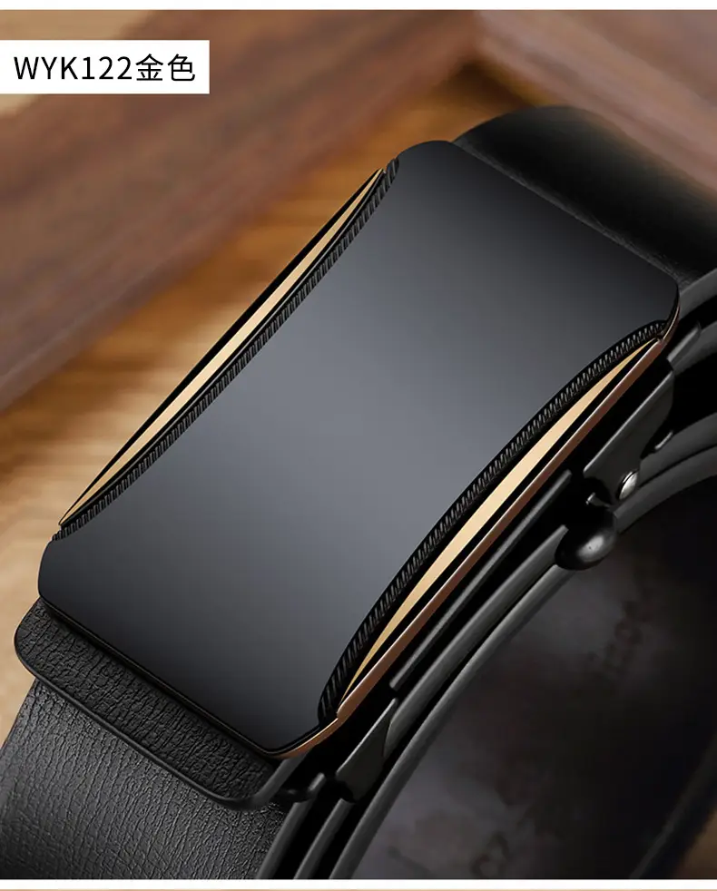 Black Leather Automatic Buckle Belt for Men — feature 14