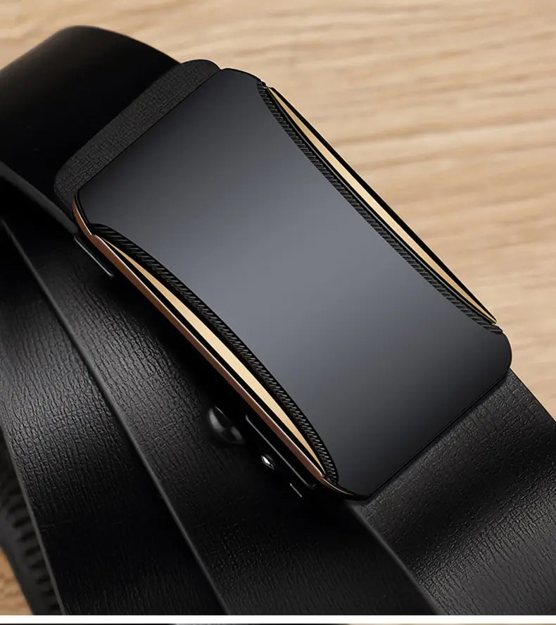 Black Leather Automatic Buckle Belt for Men — feature 15