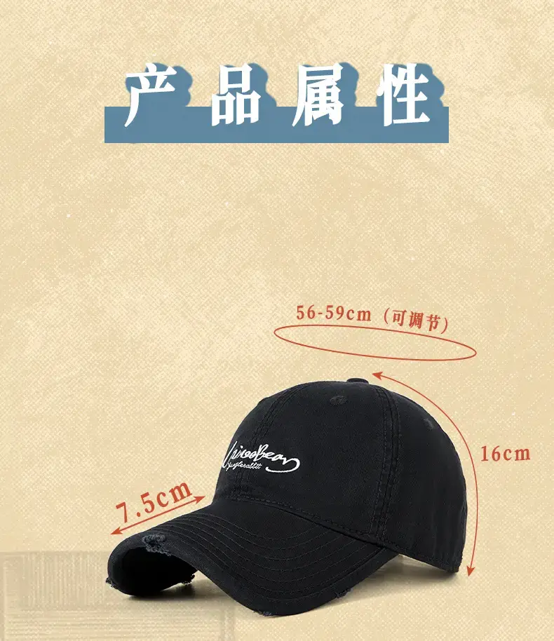 Black Vintage Personalized Baseball Cap for Women & Men — feature 19