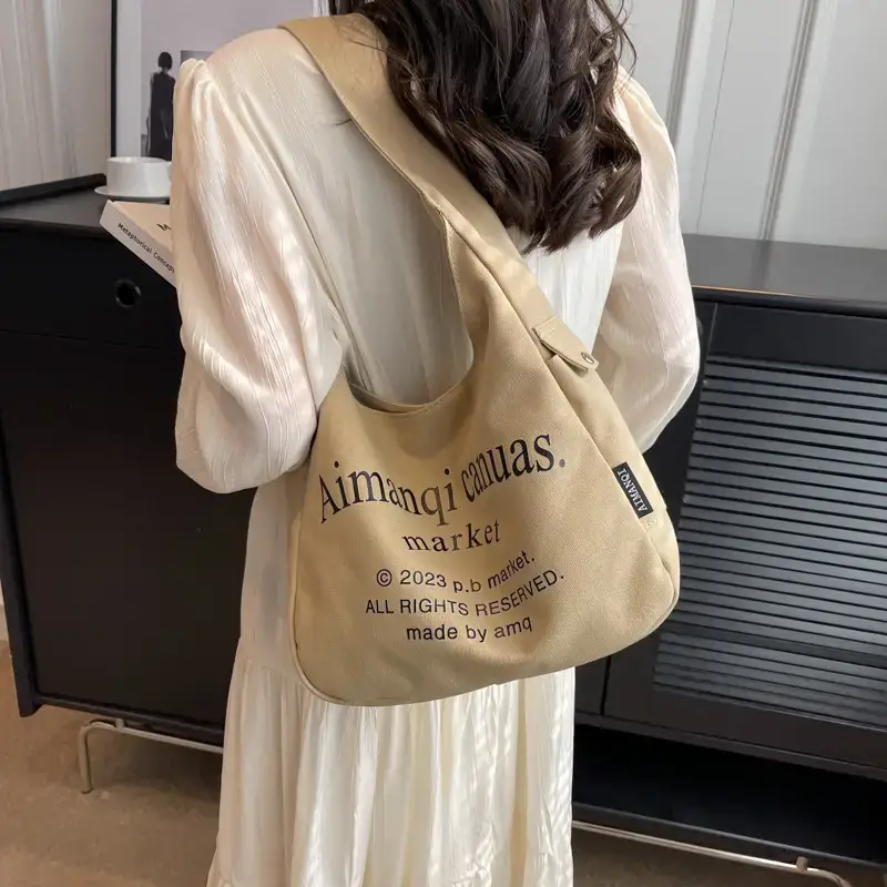 Light Blue Canvas Shoulder Bag for Women 2025 - Image 7