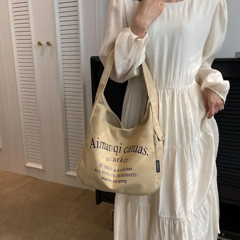 Light Blue Canvas Shoulder Bag for Women 2025 - Image 8