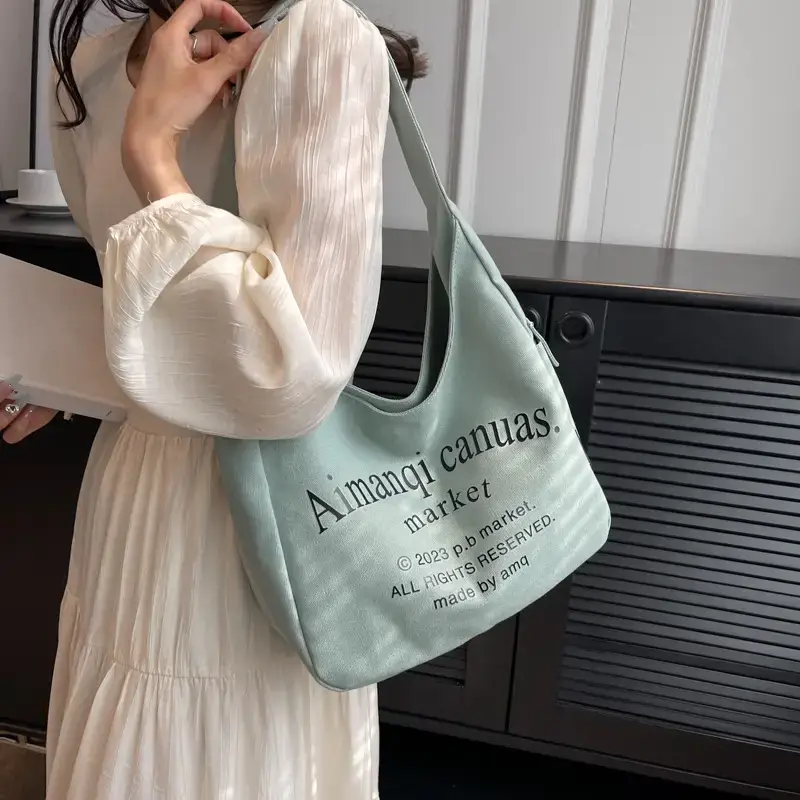 Light Blue Canvas Shoulder Bag for Women 2025 - Image 9