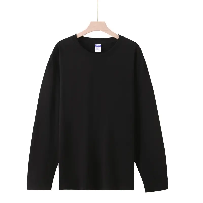 Men Cotton Long Sleeve Shirt Navy Solid 260g