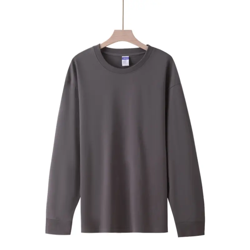 Men Cotton Long Sleeve Shirt Navy Solid 260g