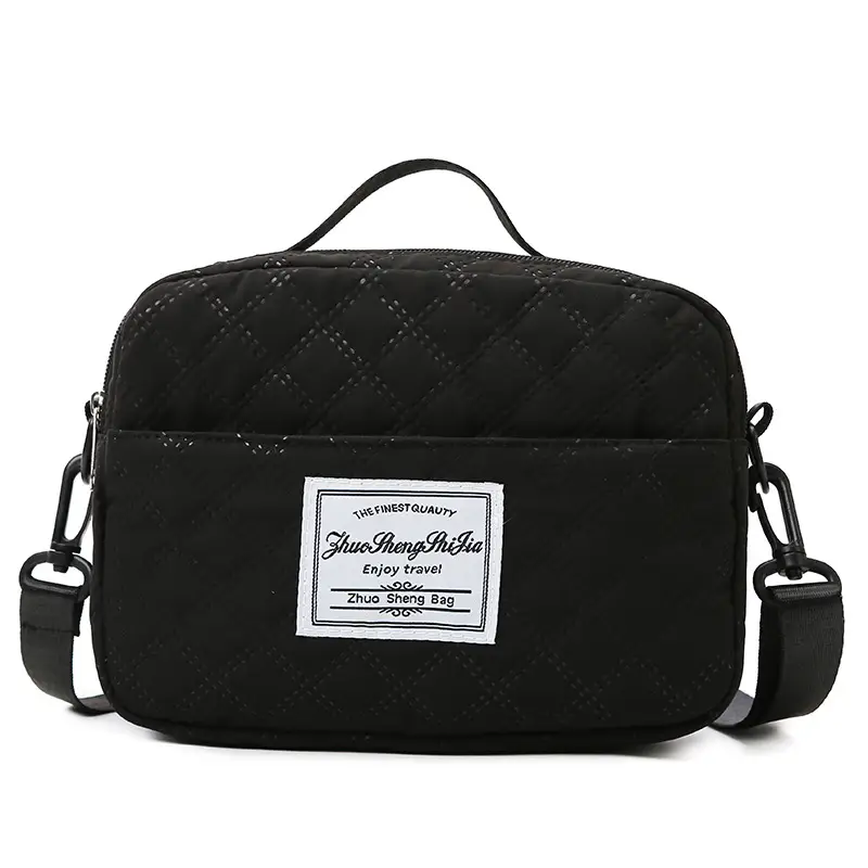 White Quilted Gym Bag Large Capacity Shoulder Boarding Bag - Image 10