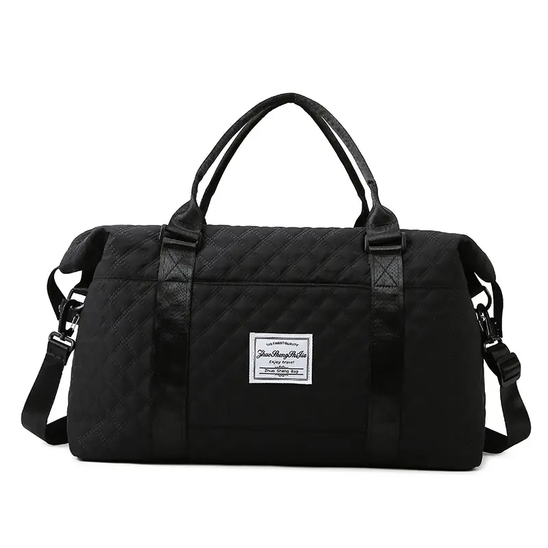 White Quilted Gym Bag Large Capacity Shoulder Boarding Bag - Image 5