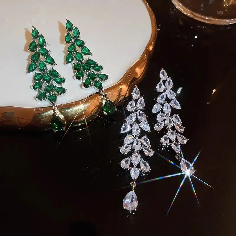 Long Diamond Encrusted Tassel Bow Earrings for Women — feature 19