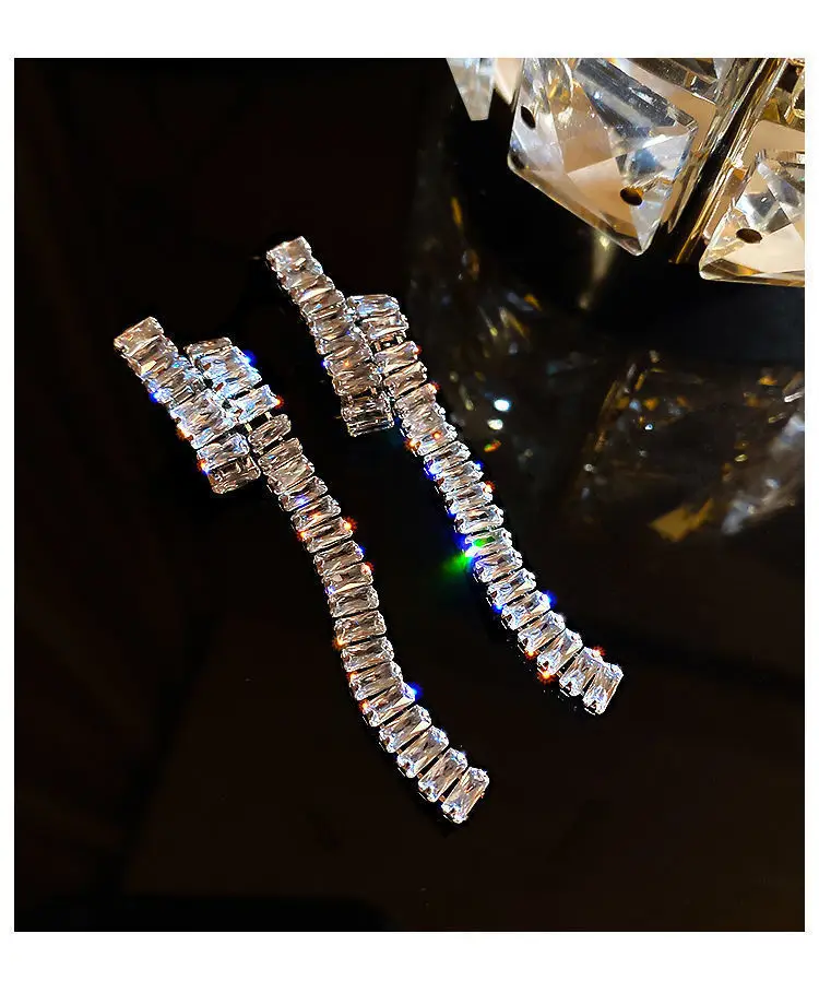 Long Diamond Encrusted Tassel Bow Earrings for Women — feature 3