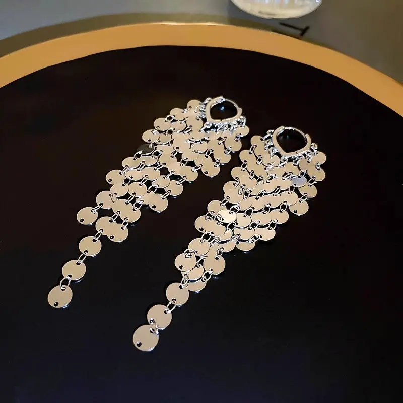 Long Diamond Encrusted Tassel Bow Earrings for Women — feature 8