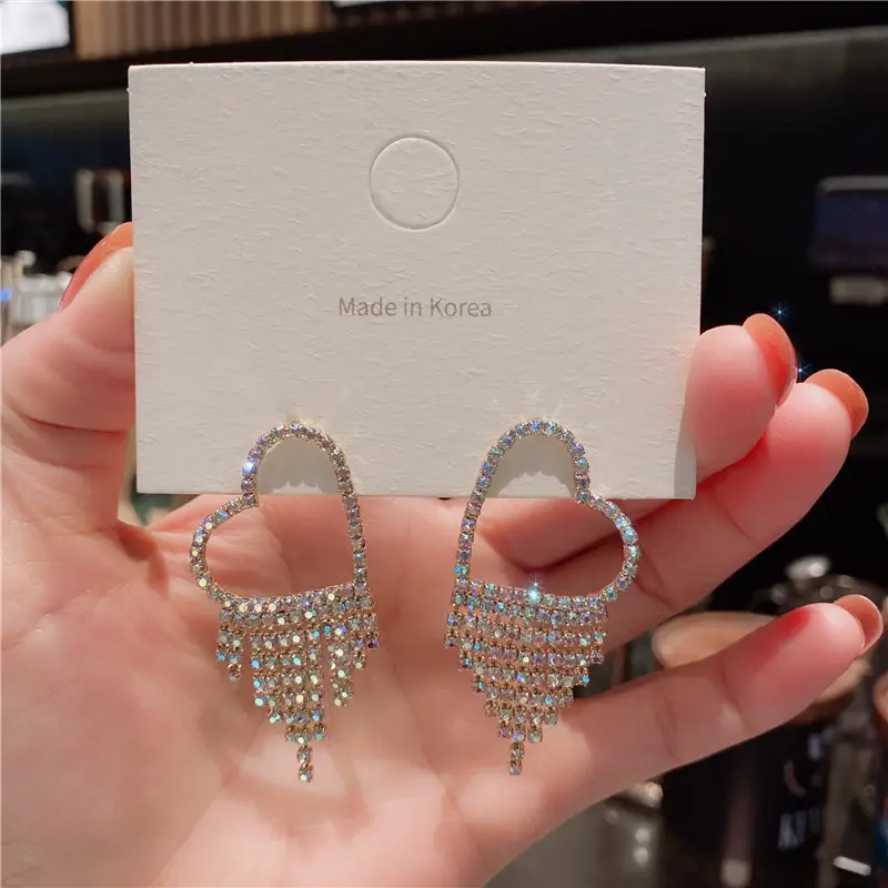 Long Diamond Encrusted Tassel Bow Earrings for Women - Image 17