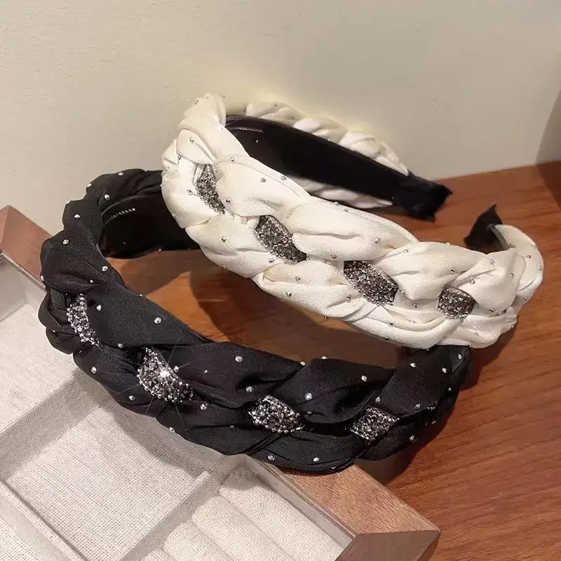 New Diamond Stripe Satin Twist Braid Headband for Women - Image 7