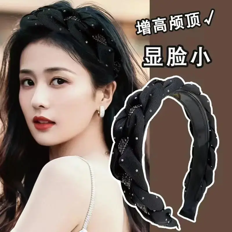 New Diamond Stripe Satin Twist Braid Headband for Women — feature 1