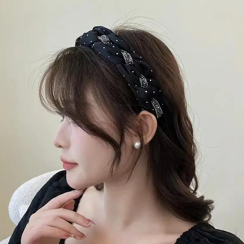 New Diamond Stripe Satin Twist Braid Headband for Women — feature 5