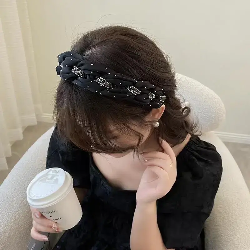 New Diamond Stripe Satin Twist Braid Headband for Women — feature 8