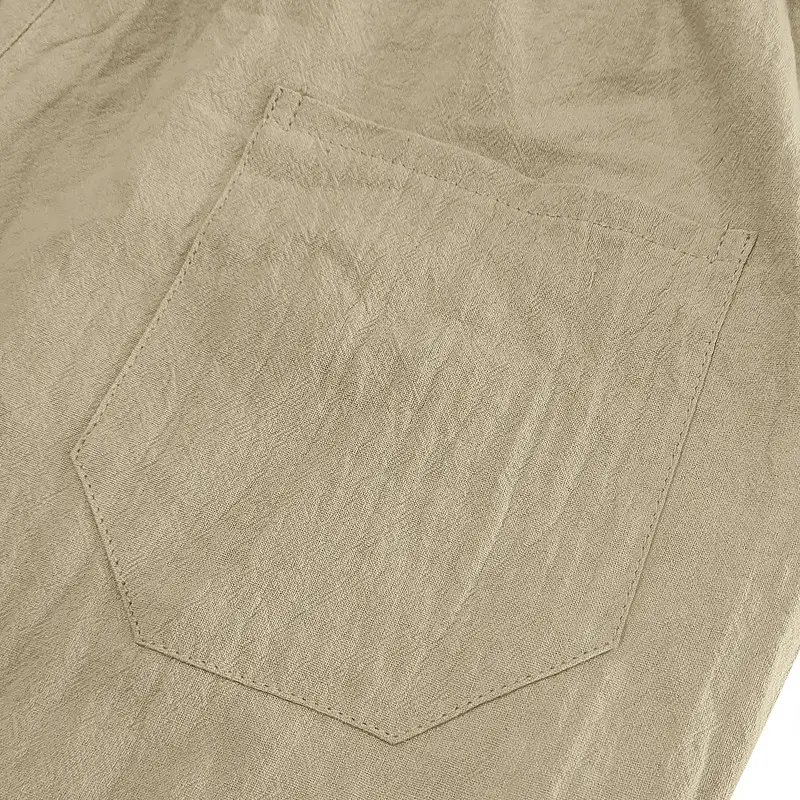 Men Linen Capri Pants Light Blue Summer Loose Fit — feature 11