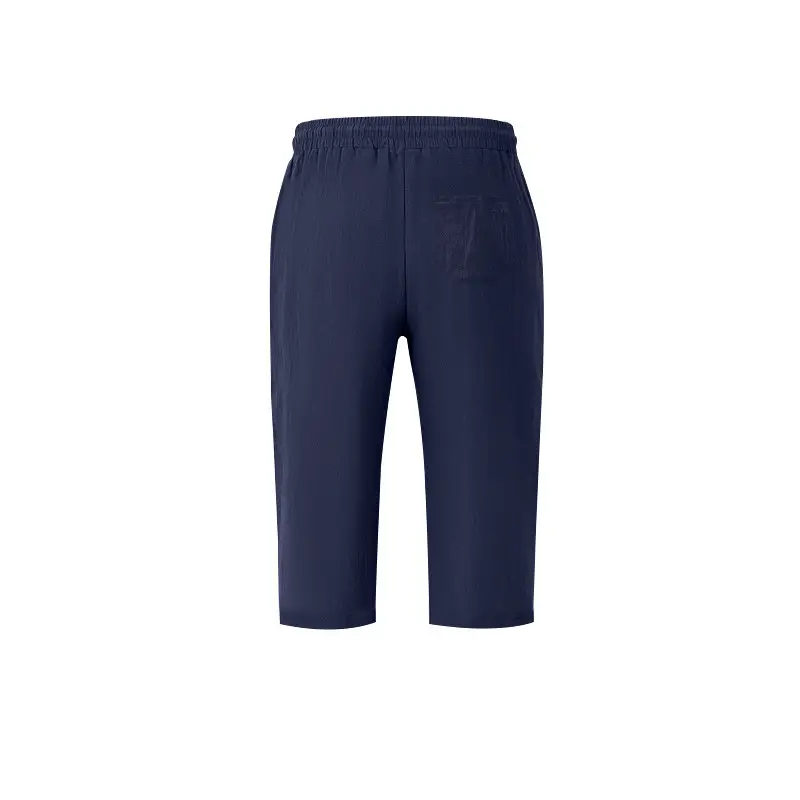 Men Linen Capri Pants Light Blue Summer Loose Fit — feature 16