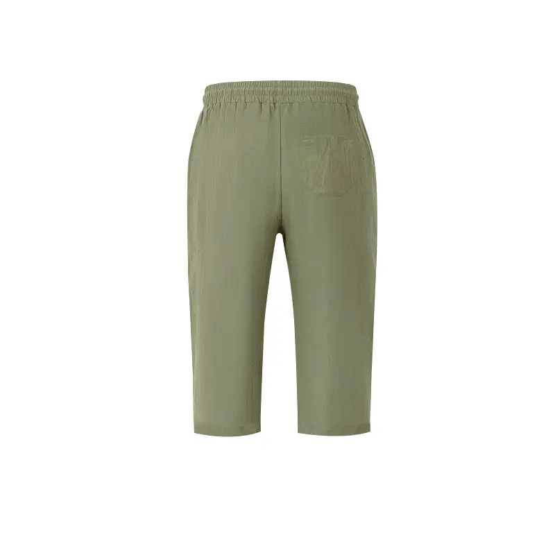 Men Linen Capri Pants Light Blue Summer Loose Fit — feature 43