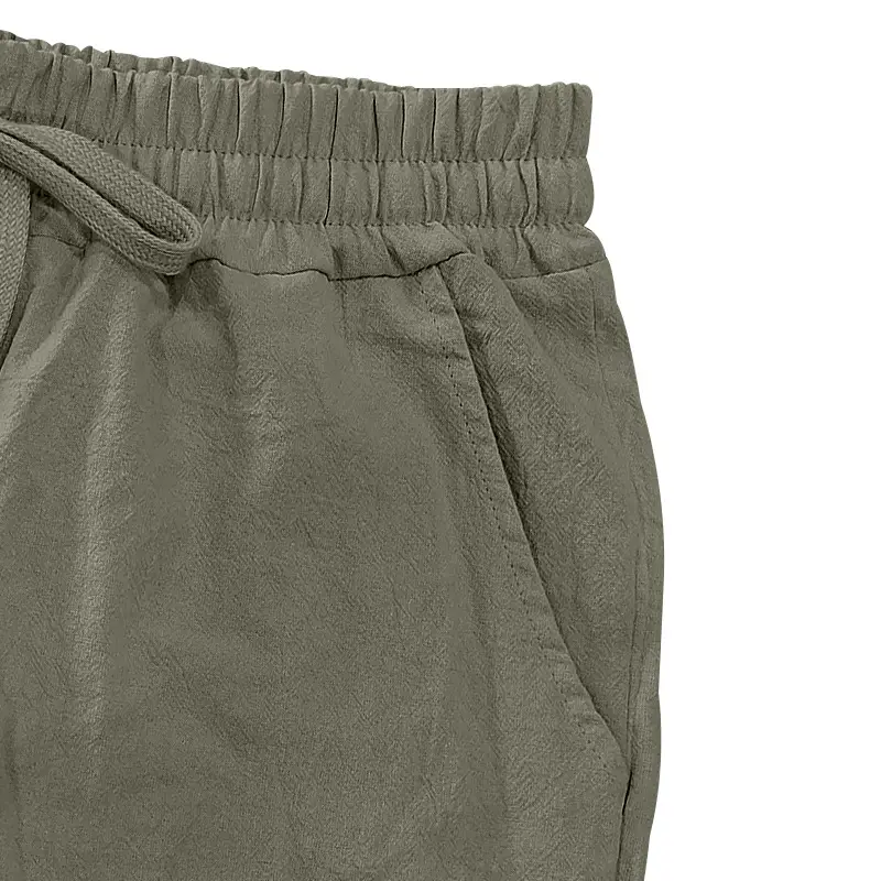 Men Linen Capri Pants Light Blue Summer Loose Fit — feature 45