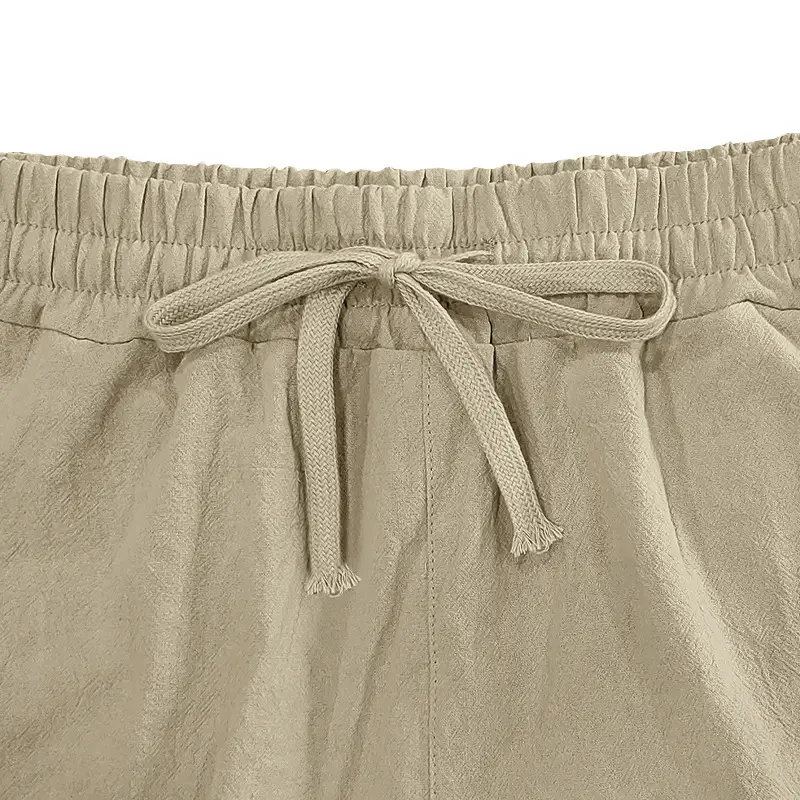 Men Linen Capri Pants Light Blue Summer Loose Fit — feature 8