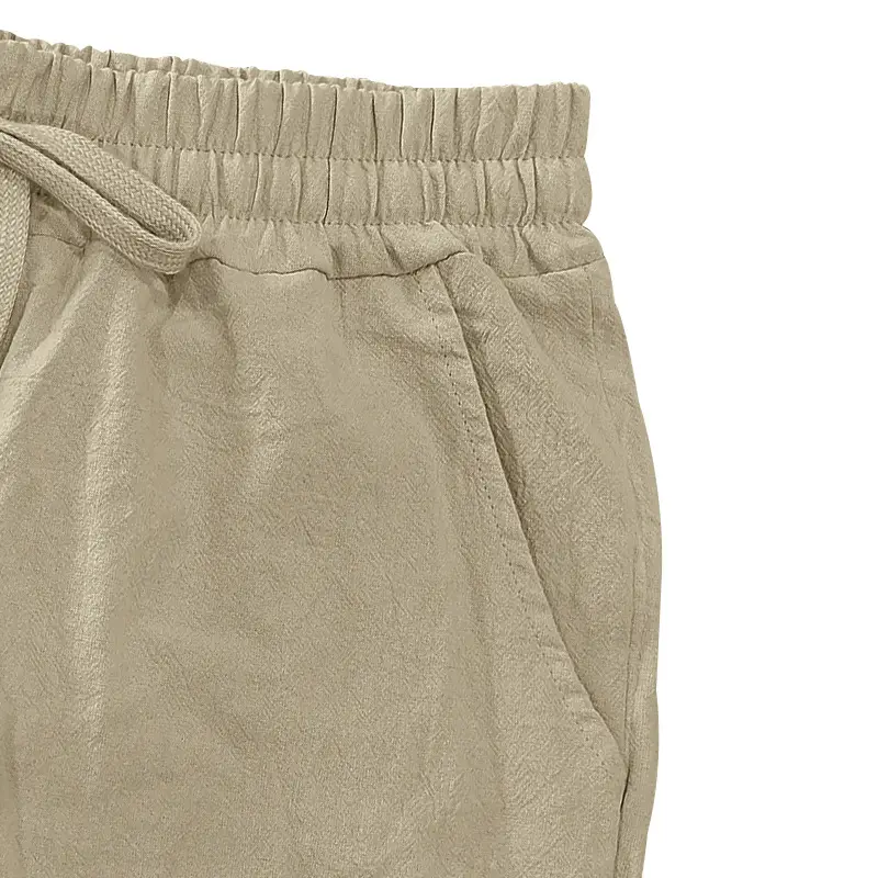 Men Linen Capri Pants Light Blue Summer Loose Fit — feature 9